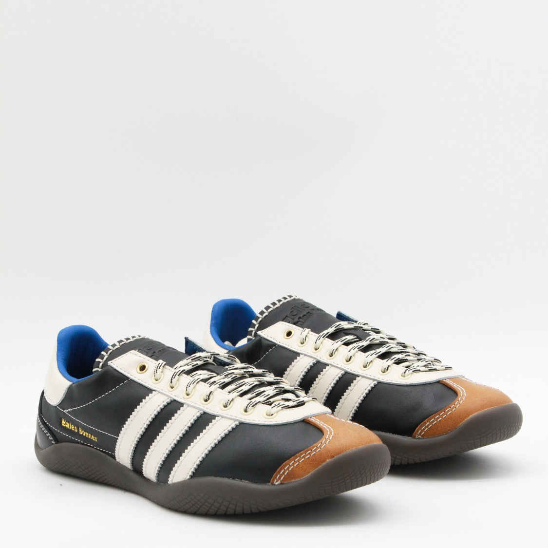 Adidas By Wales Bonner Black Leather Sneakers With Contrasting Stripes