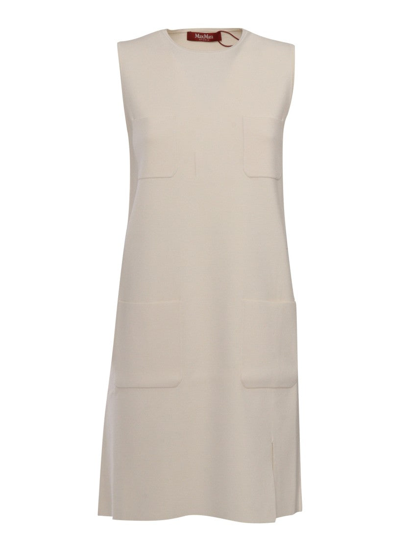 Max Mara Sleeveless Midi Knitted Dress With Front Pockets