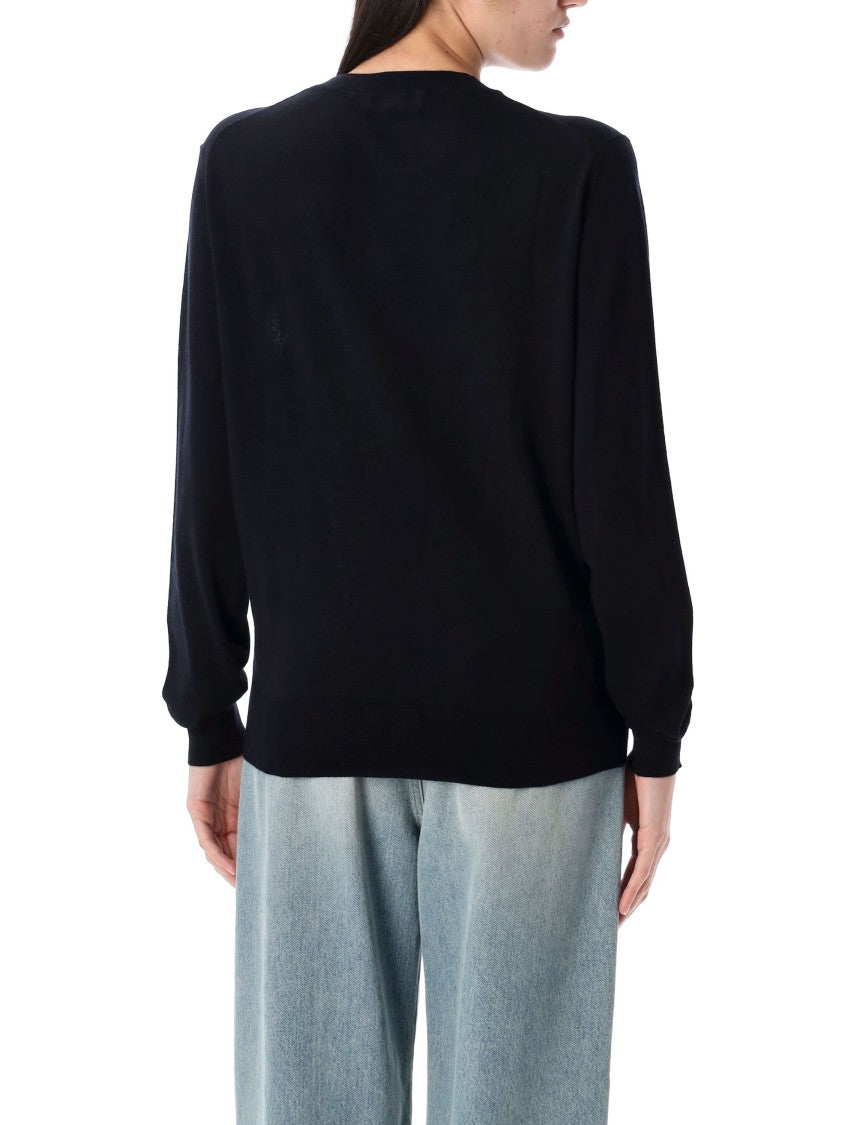 Rhea Black Merino Wool Crew Neck Sweater