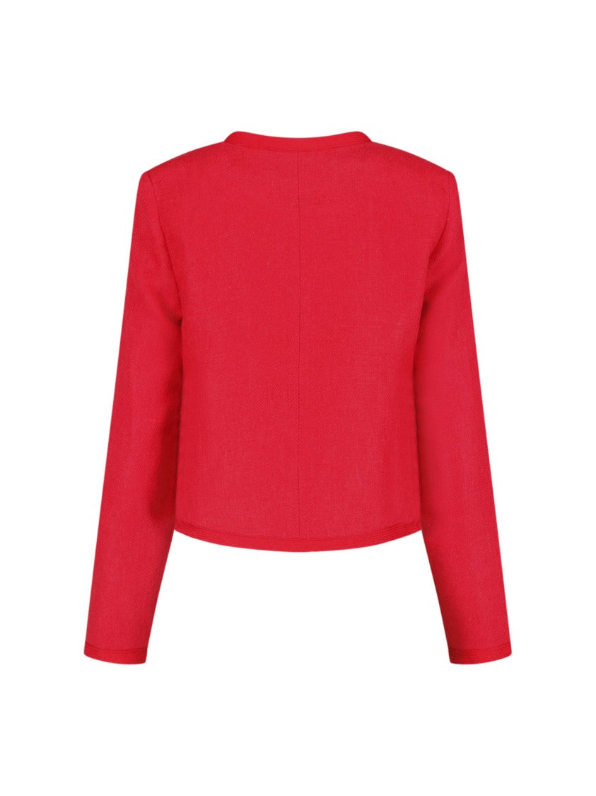 Polo Ralph Lauren Red Cropped Gold Button Structured Jacket