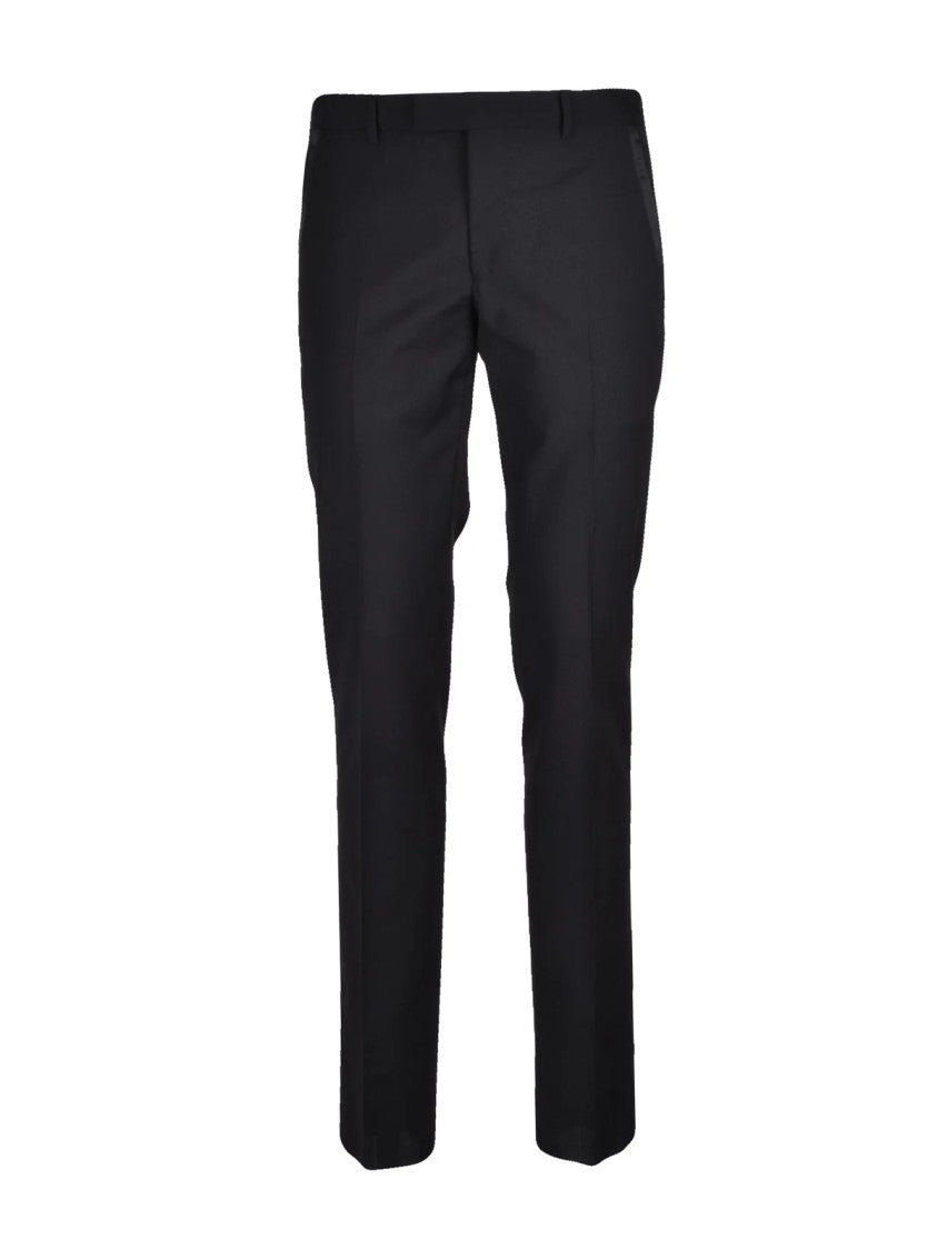Lab 001 Black Virgin Wool Satin Trim Formal Suit