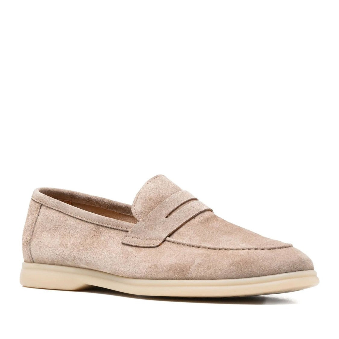 Alberto Gozzi Beige Penny Strap Suede Loafers