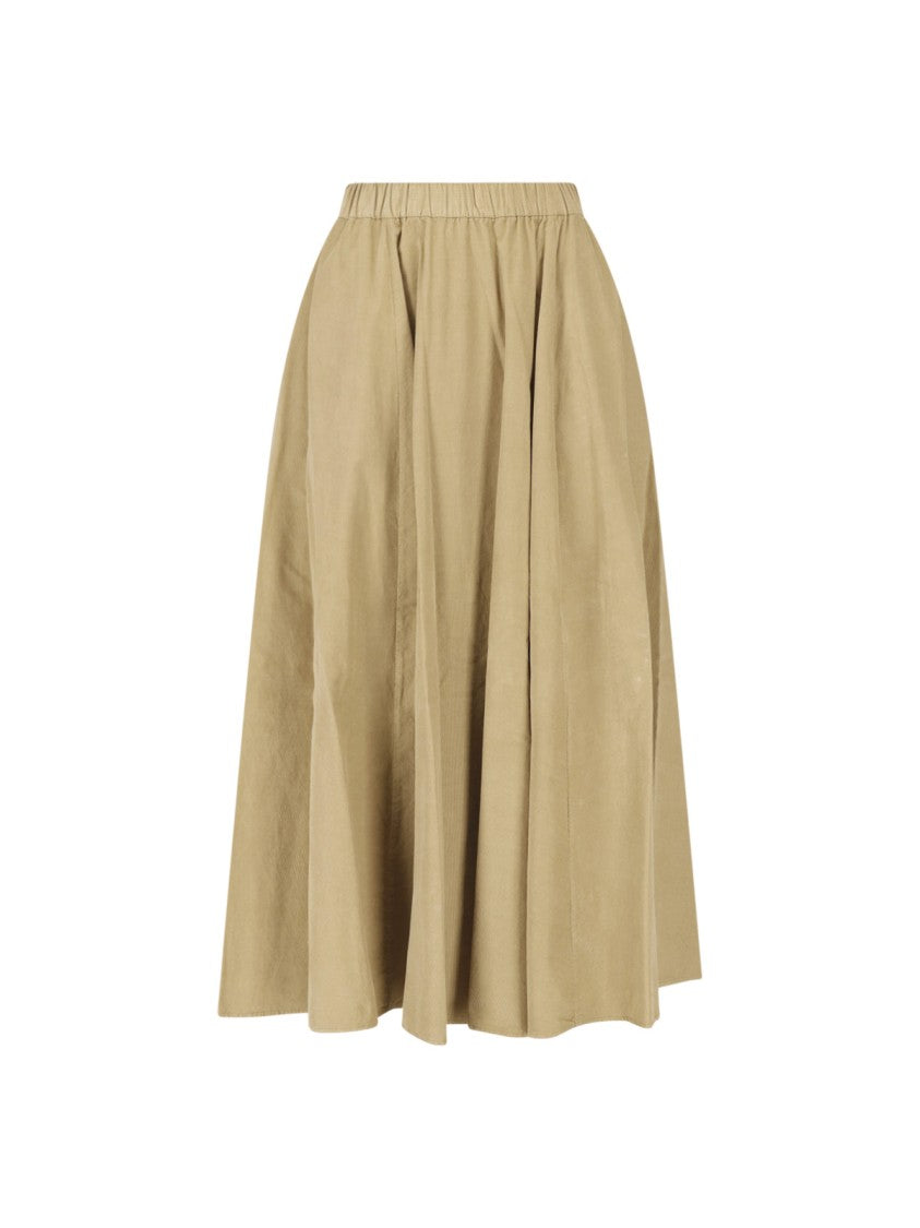 Aspesi Relaxed Flared Elastic Waistband Midi Skirt