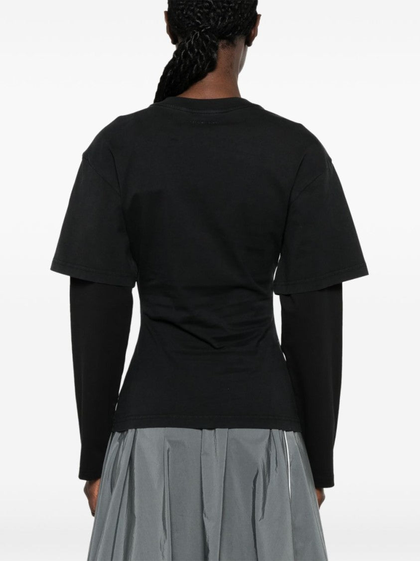 Courrèges Black Long-Sleeve Layered Subtle Branding Top