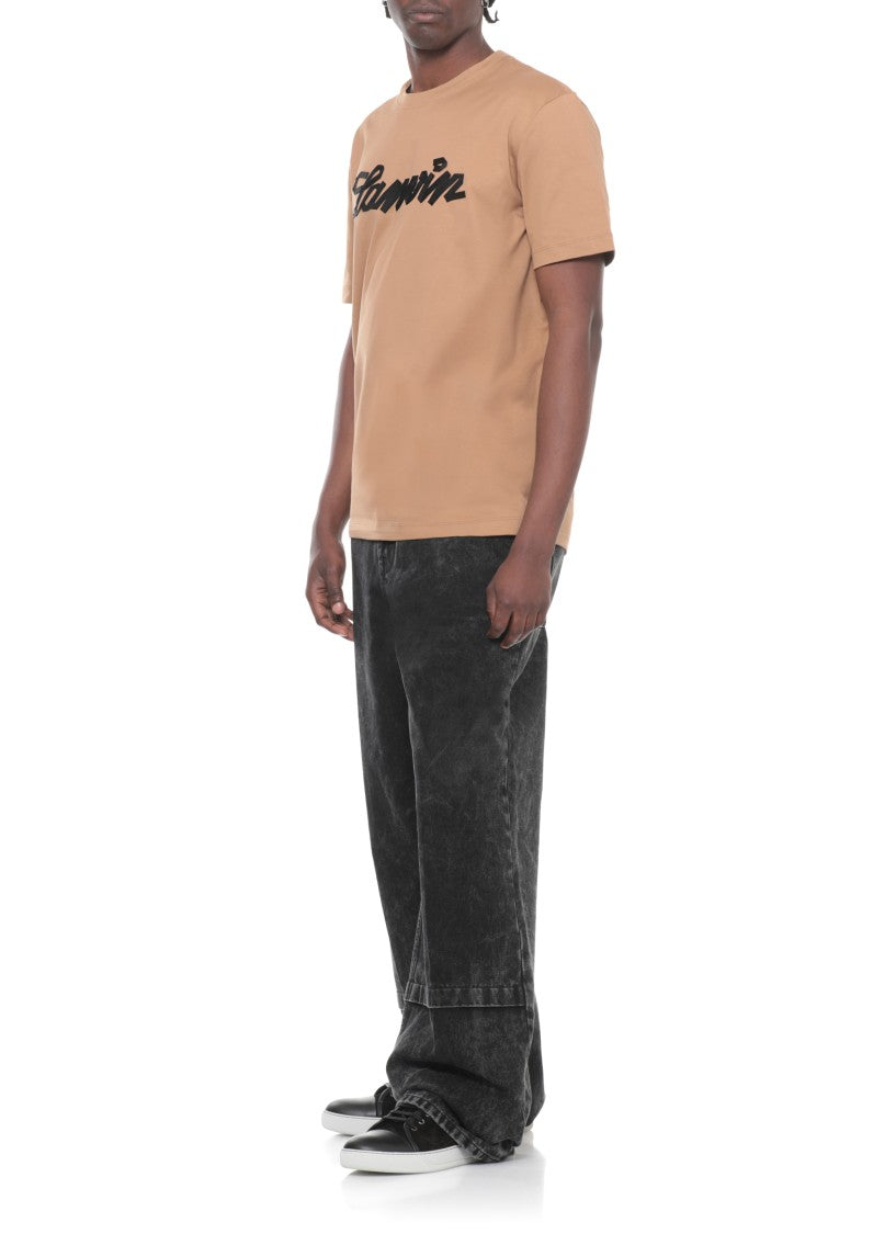 Lanvin Brown Logo Embossed Cotton T-Shirt