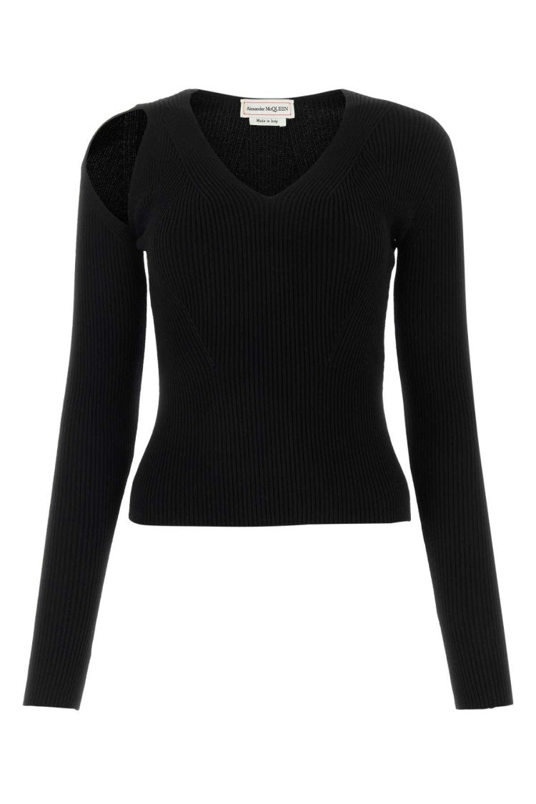 Alexander Mcqueen Black Wool Blend Sweater