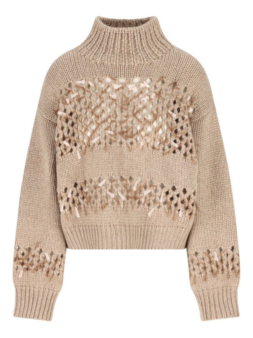 Brunello Cucinelli Textured Knit Sweater With Classic Crew Neckline