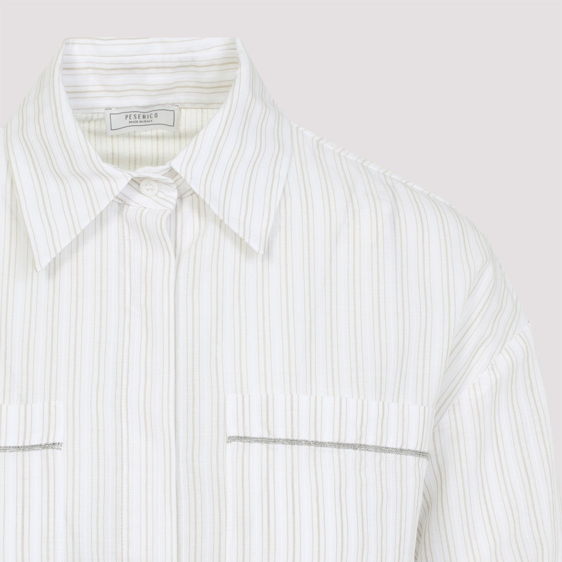 Peserico Cappucino Cotton Striped Shirt