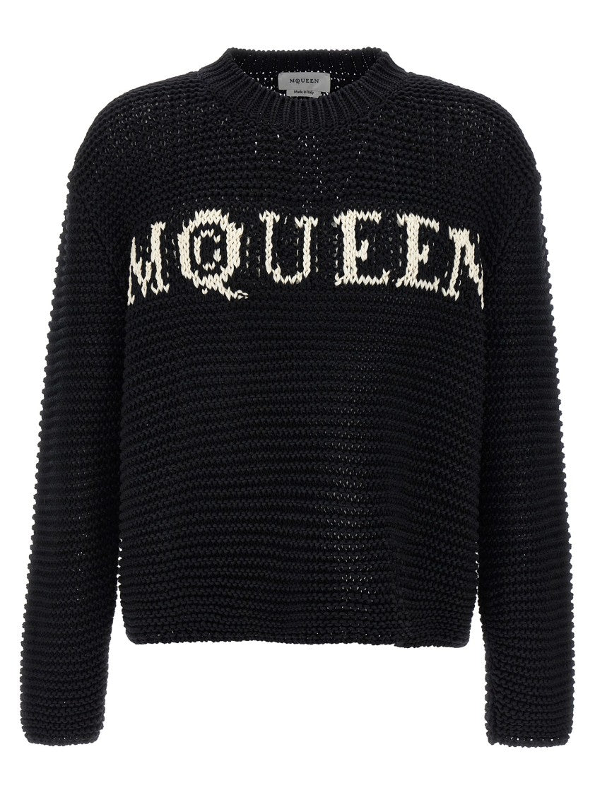 Mcqueen Textured Cotton Sweater With Inlaid Logo