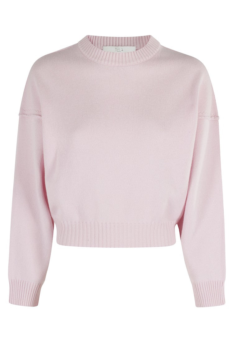 Tela Kebria Pattern Merino Wool Sweater With Batwing Sleeves