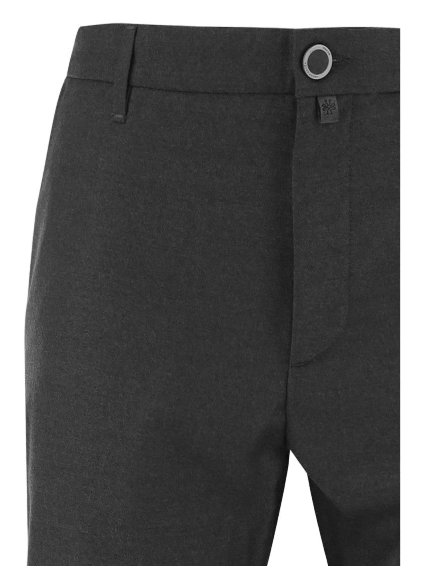 Jacob Cohen Dark Gray Tailored Pressed-Pleat Stretch Wool Straight-Leg Pants