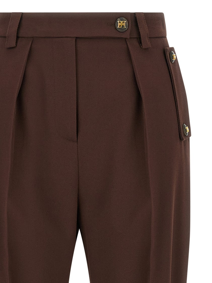 Elisabetta Franchi Palazzo Pants With Wide Leg Silhouette And Front Pinces