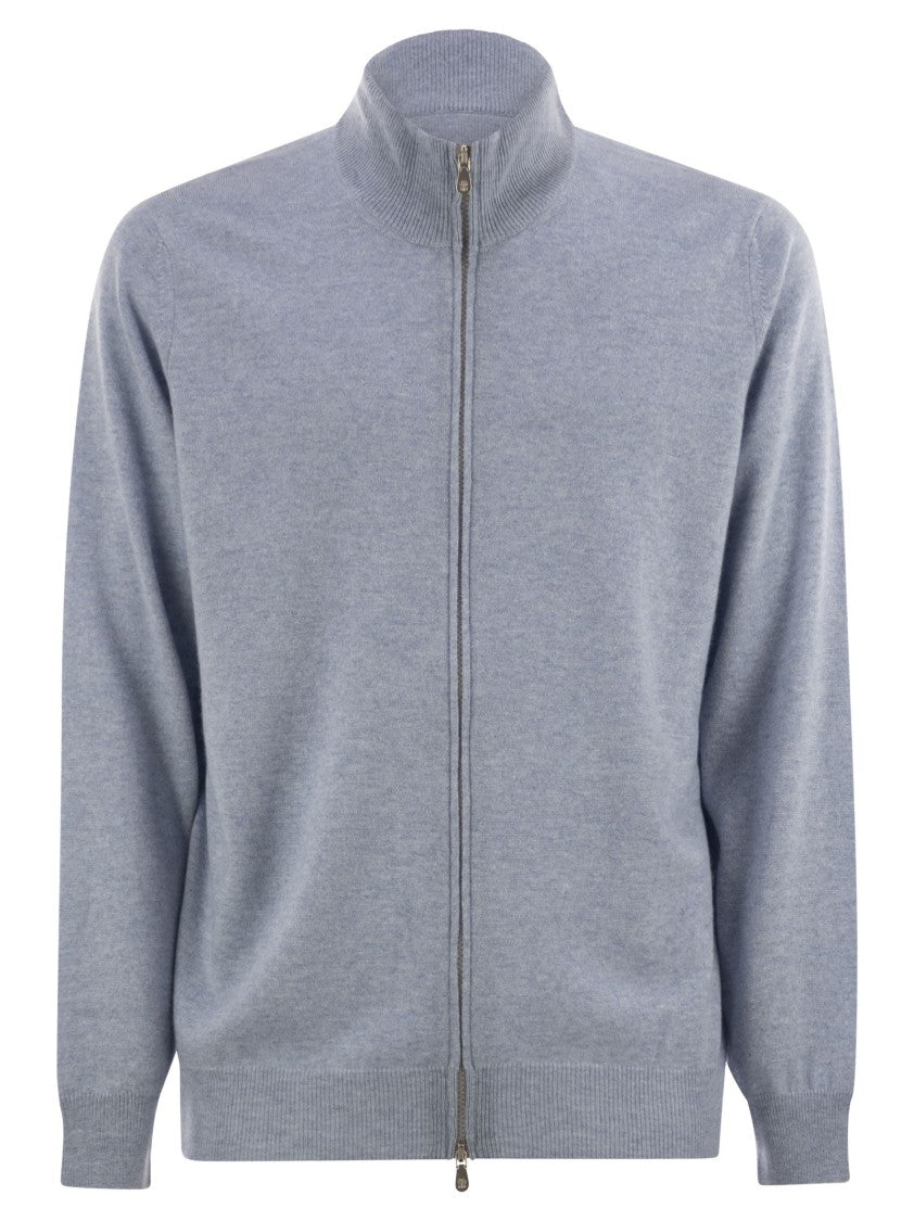 Brunello Cucinelli High-Necked Cashmere Cardigan With Zip