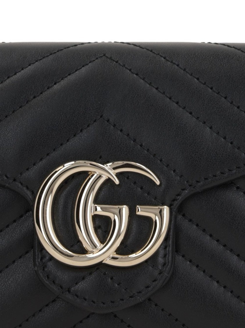 Gucci Black Gg Marmont Chevron Leather Wallet