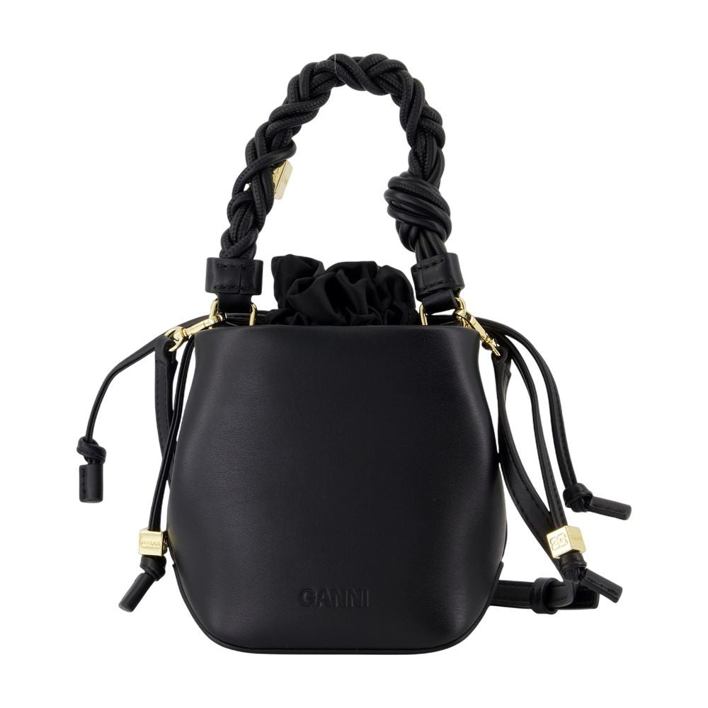 Ganni Bou Bucket Mini Purse - Leather - Black