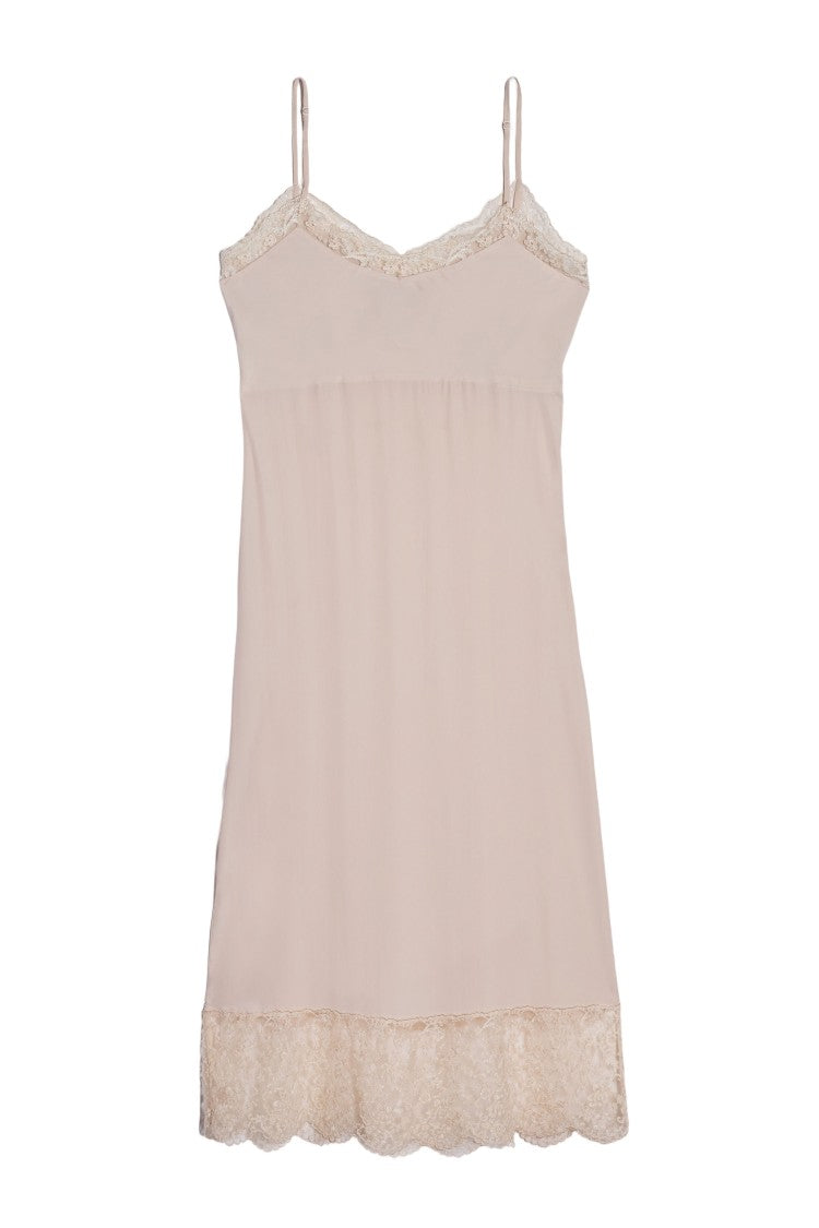 Simone Rocha Nude Lace-Trim Slip Dress With Adjustable Straps