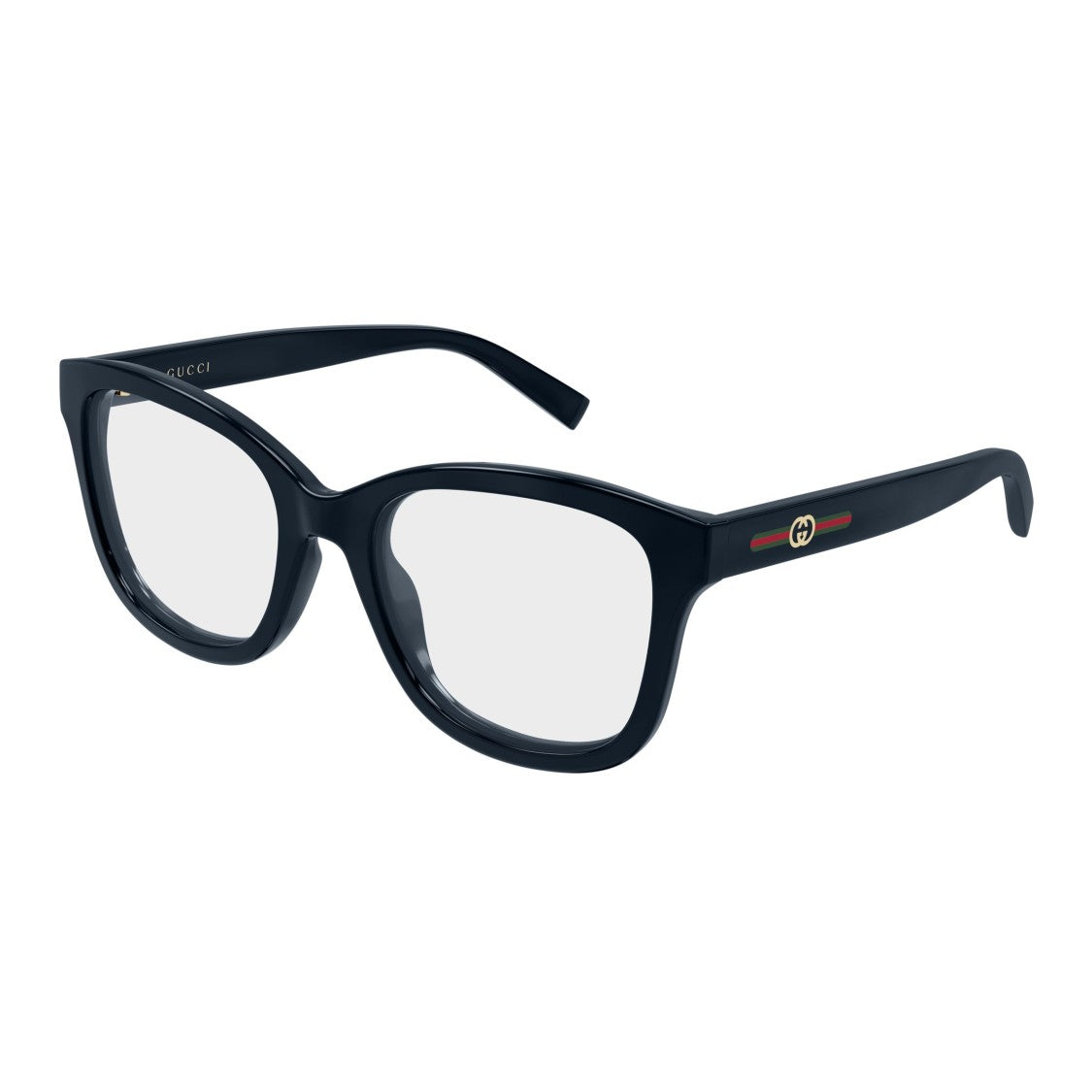 Gucci Oversized Square Frame Eyeglasses With Signature Stripe Detail