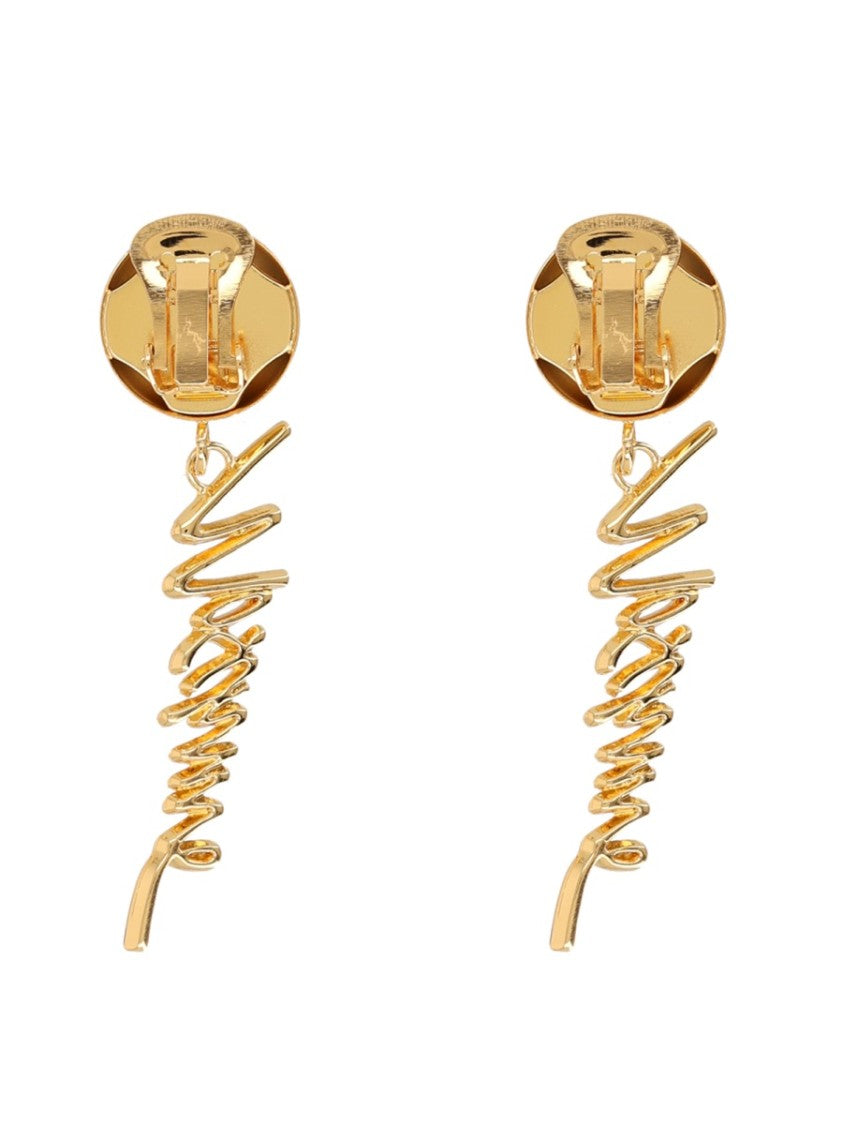 Moschino Script Logo Dangling Charm Earrings
