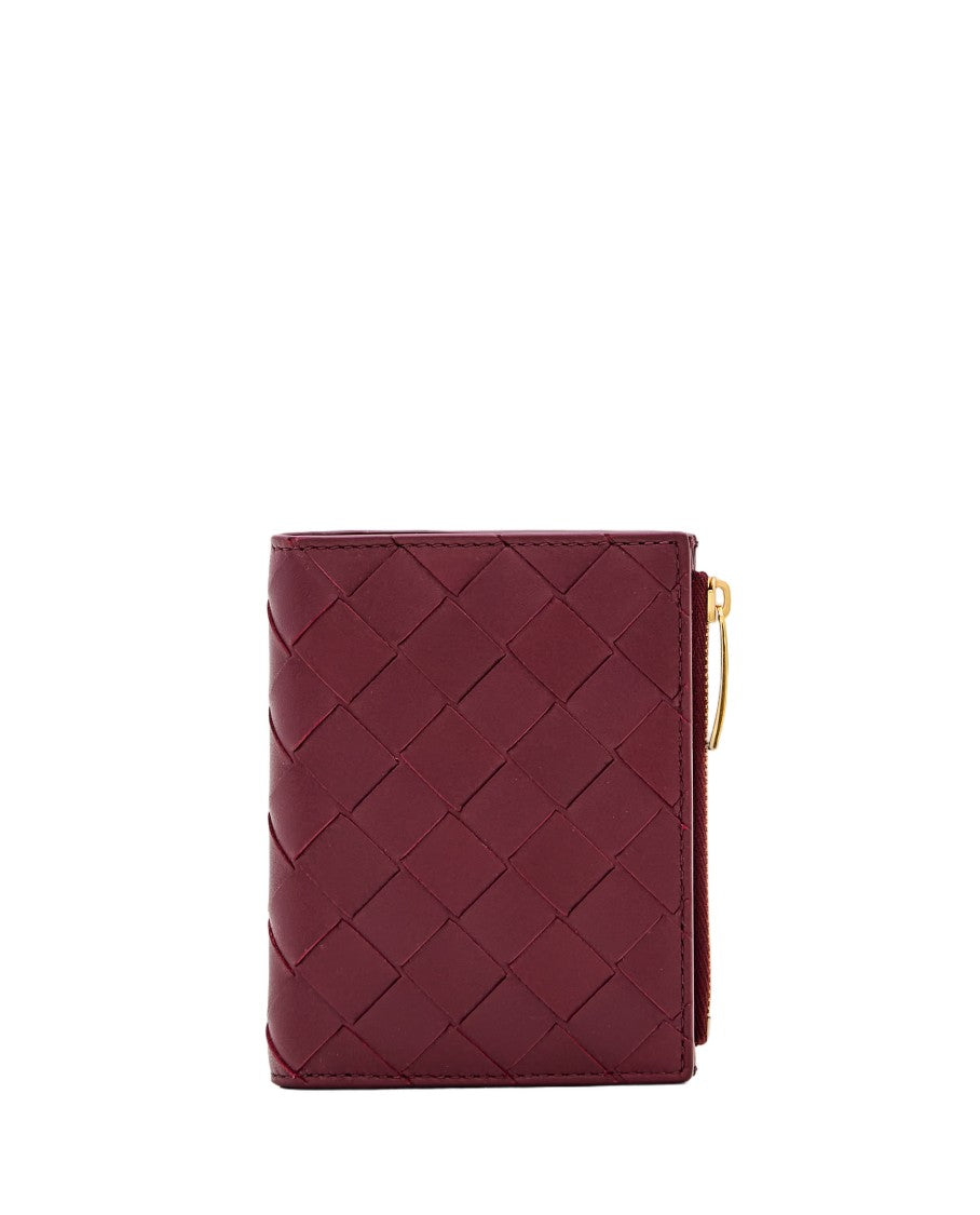 Bottega Veneta Compact Woven Wallet With Gold-Tone Zipper Pull
