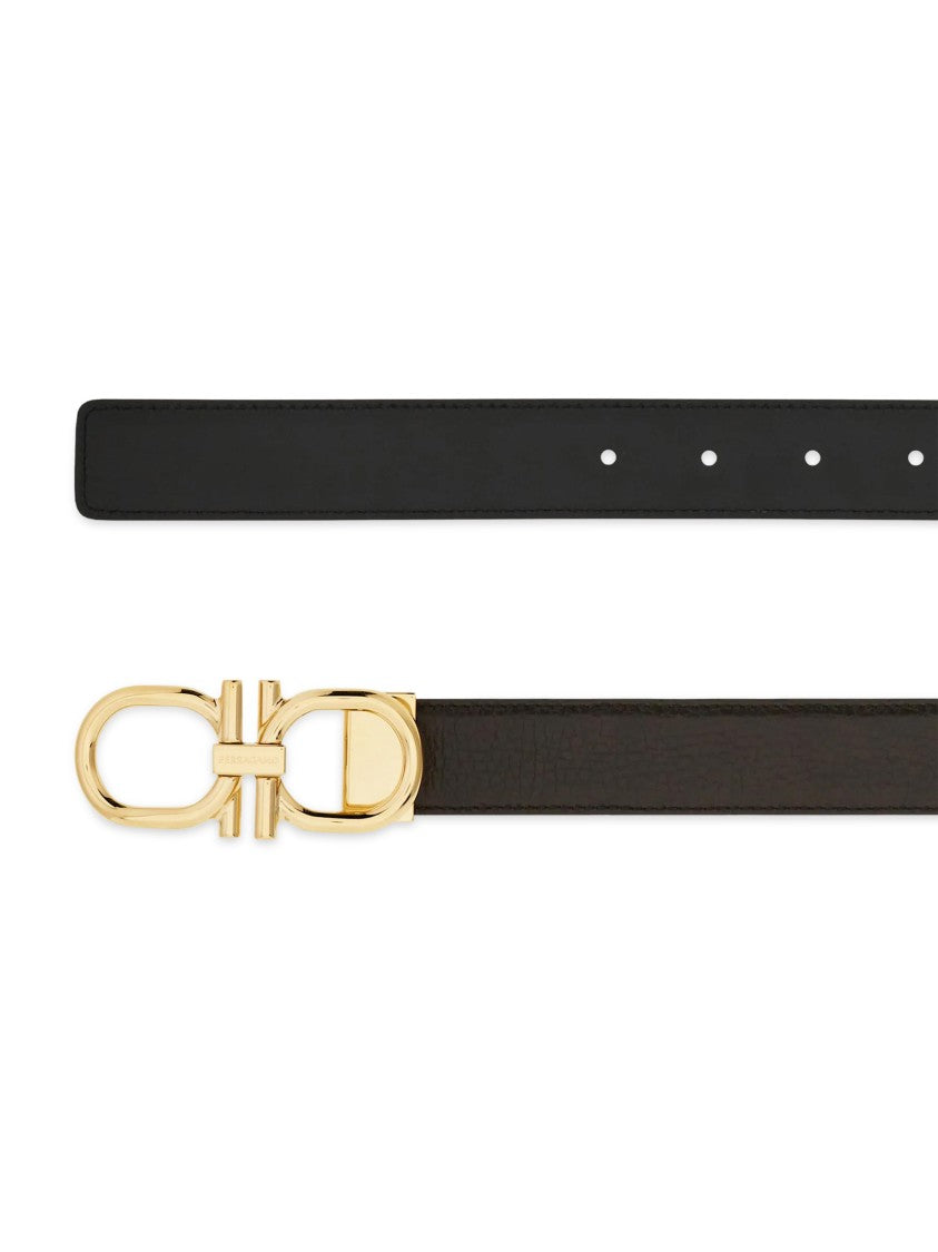 Ferragamo Black Belt With Polished Buckle Finish