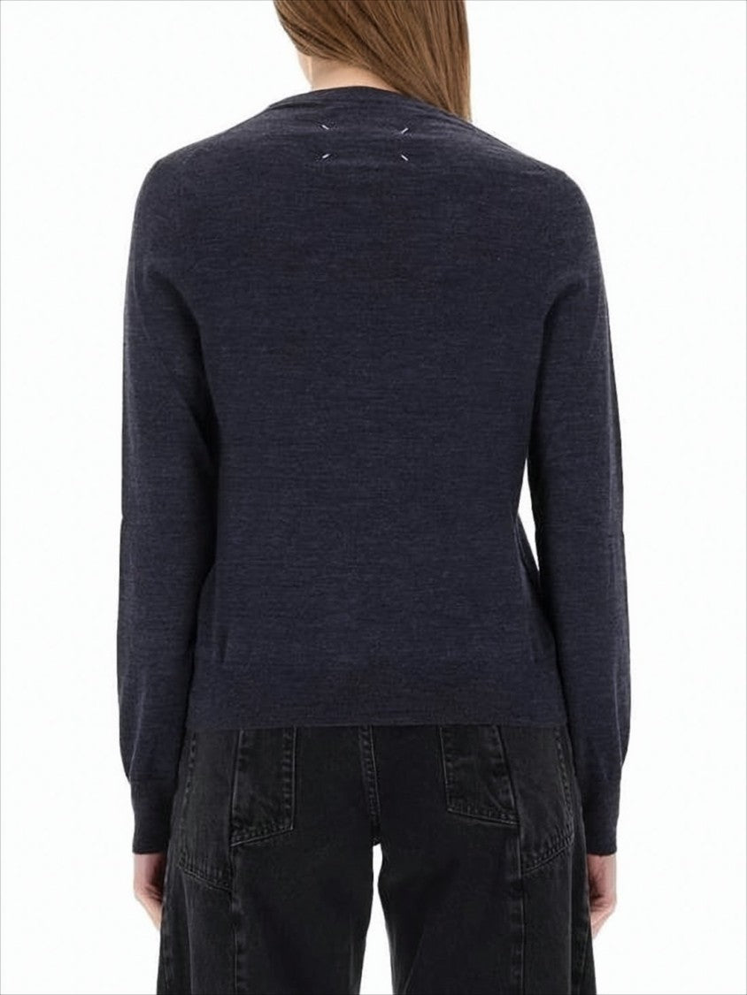 Maison Margiela Relaxed-Fit V-Neck Sweater With Subtle Stitching Details