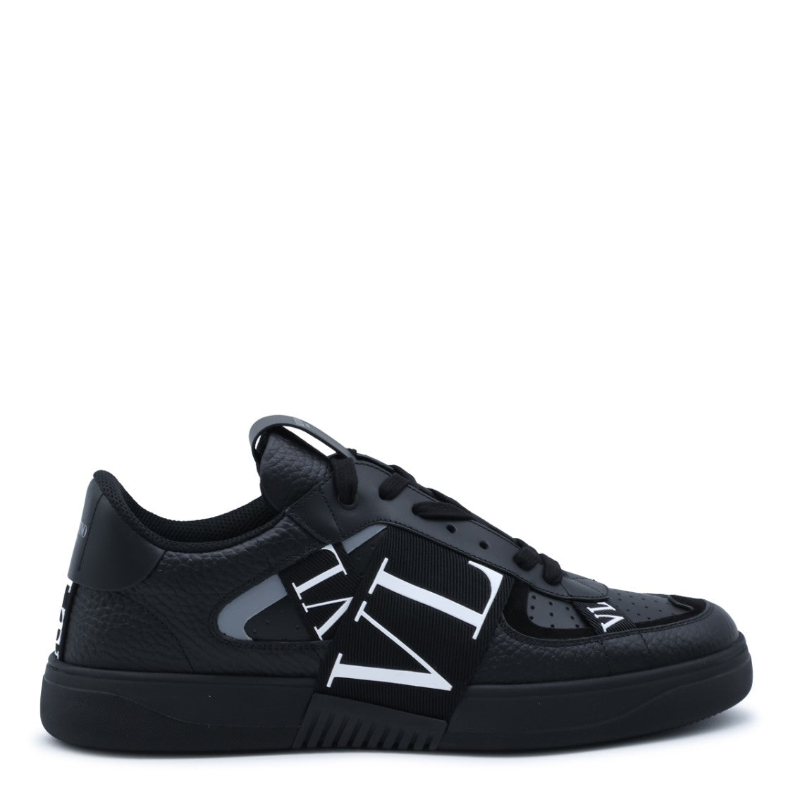 Valentino Garavani Textured Leather Graphic Strap Sneakers