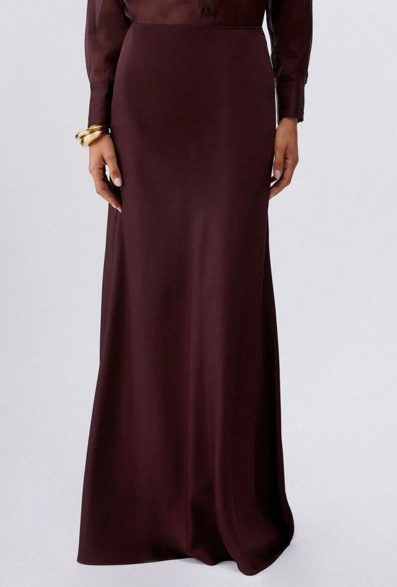 Liu Jo Flowing Viscose Satin Maxi Skirt With Subtle Train