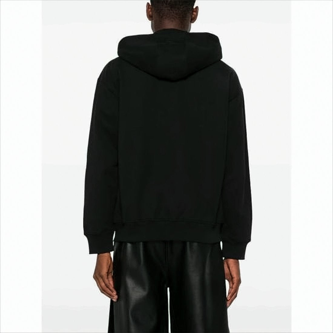 Marine Serre Relaxed Fit Black Zip-Up Hoodie With Drawstring Hood