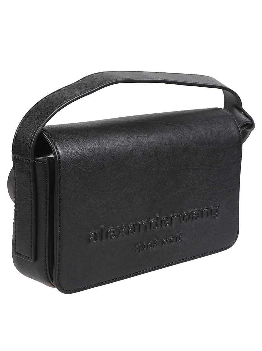 Alexander Wang Punch Flap Black Calf Leather Crossbody Bag