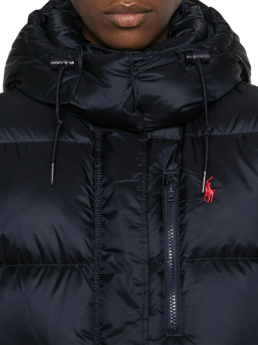 Polo Ralph Lauren Cropped High-Collar Navy Puffer Jacket With Detachable Hood