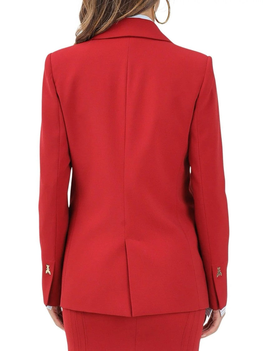 Patrizia Pepe Red Polyester-Blend Double-Breasted Blazer