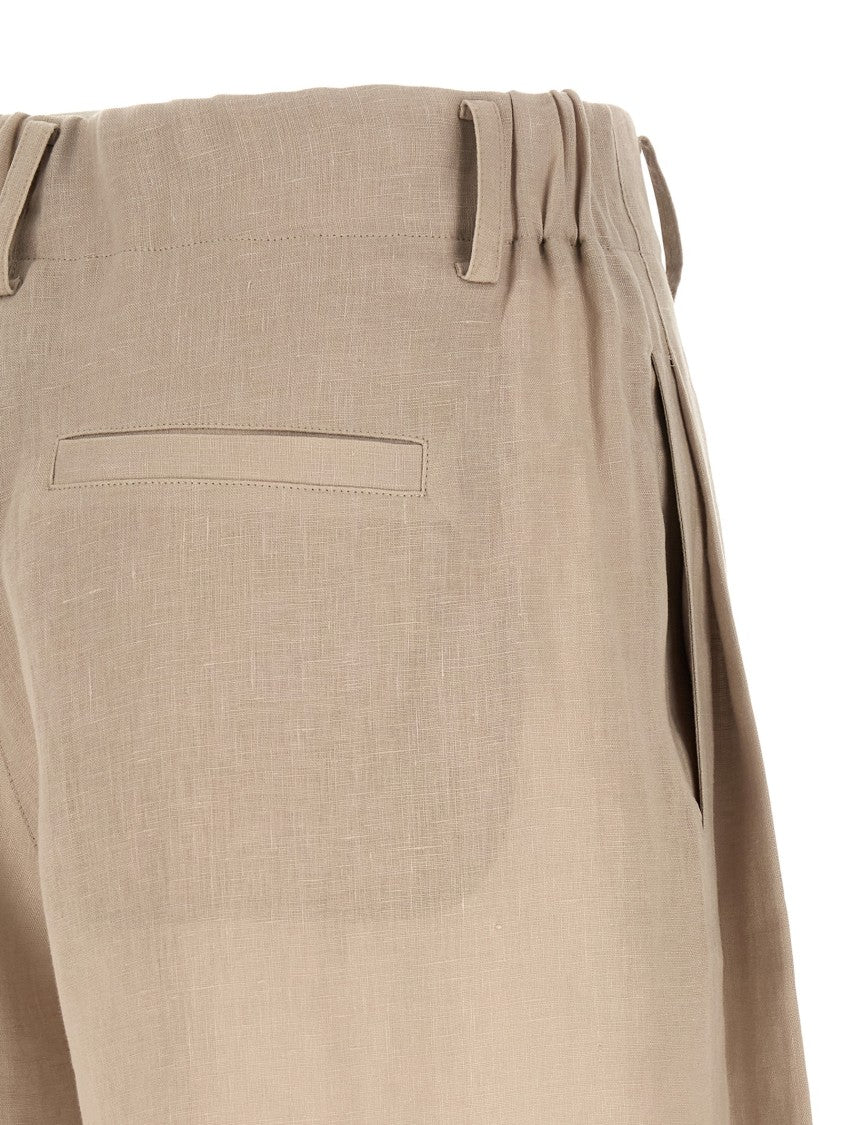 Brunello Cucinelli Linen Wide-Leg Bermuda Shorts