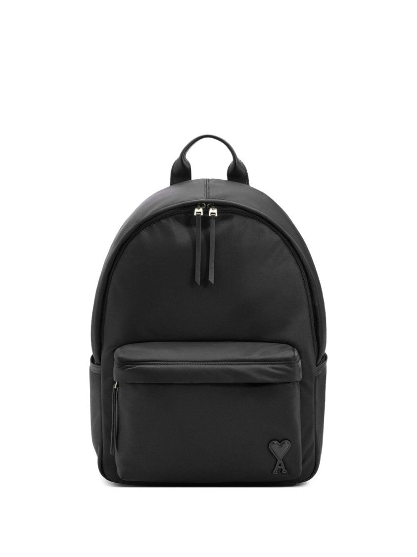 Ami Paris Smooth Silk And Nylon Rounded Backpack
