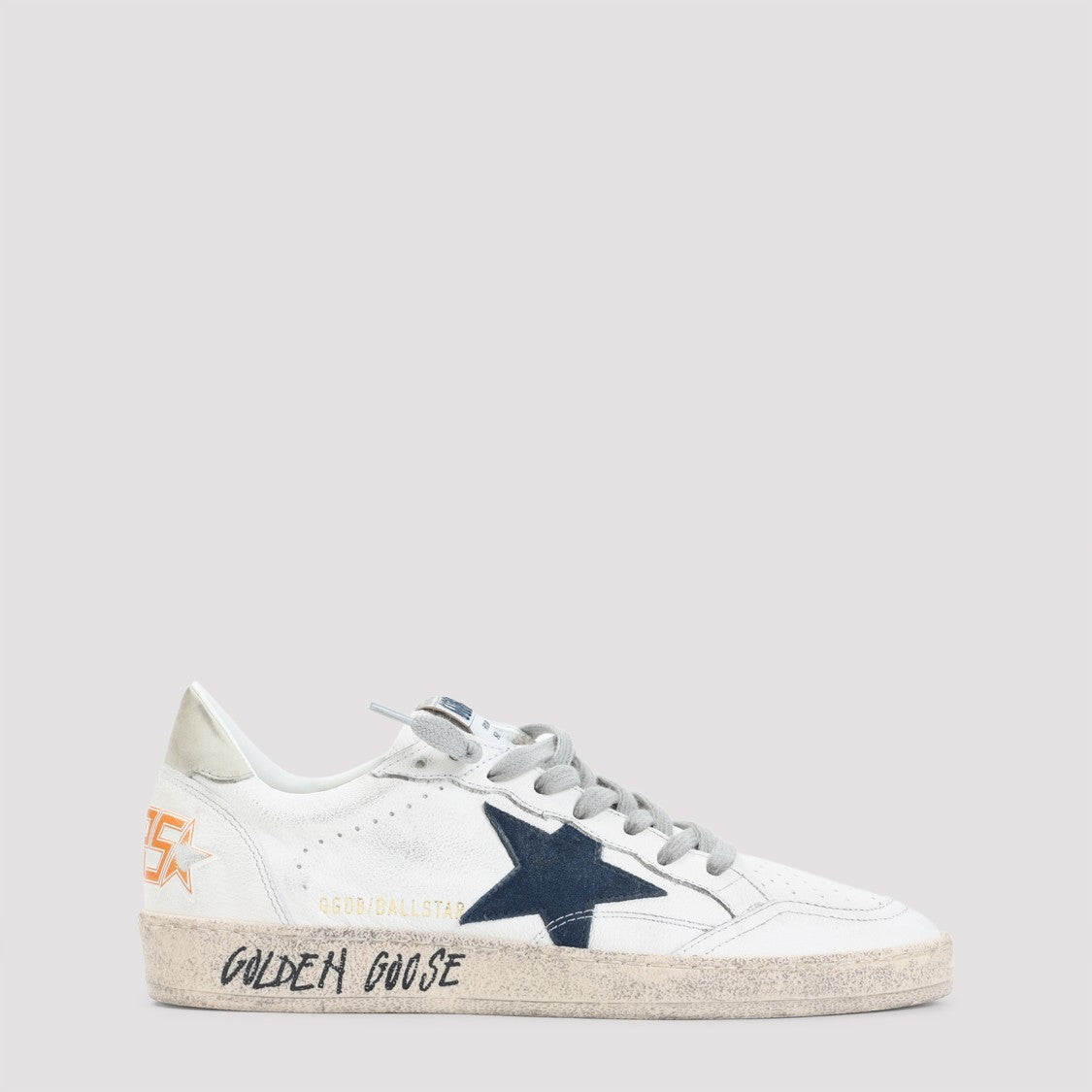 Golden Goose White And Blue Goat Leather Ball Star Sneakers