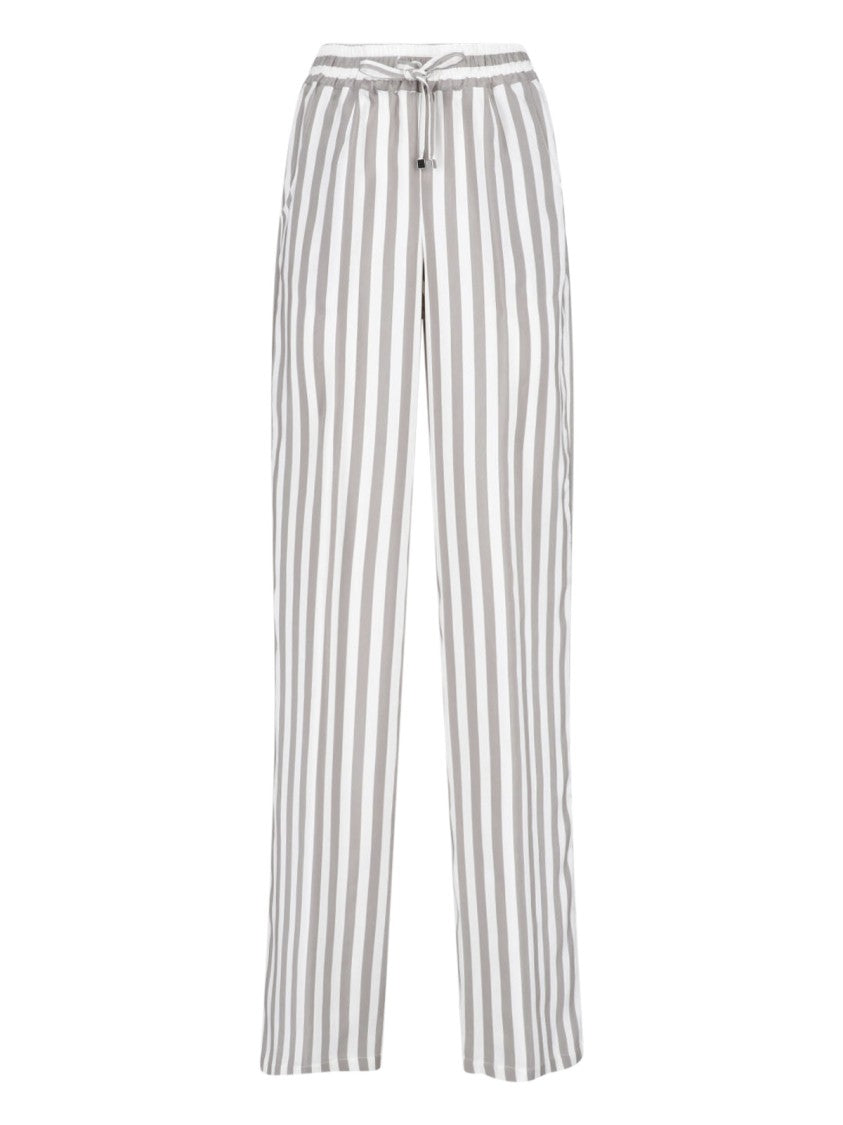 Kiton Wide-Leg Vertical Striped Silk Trousers