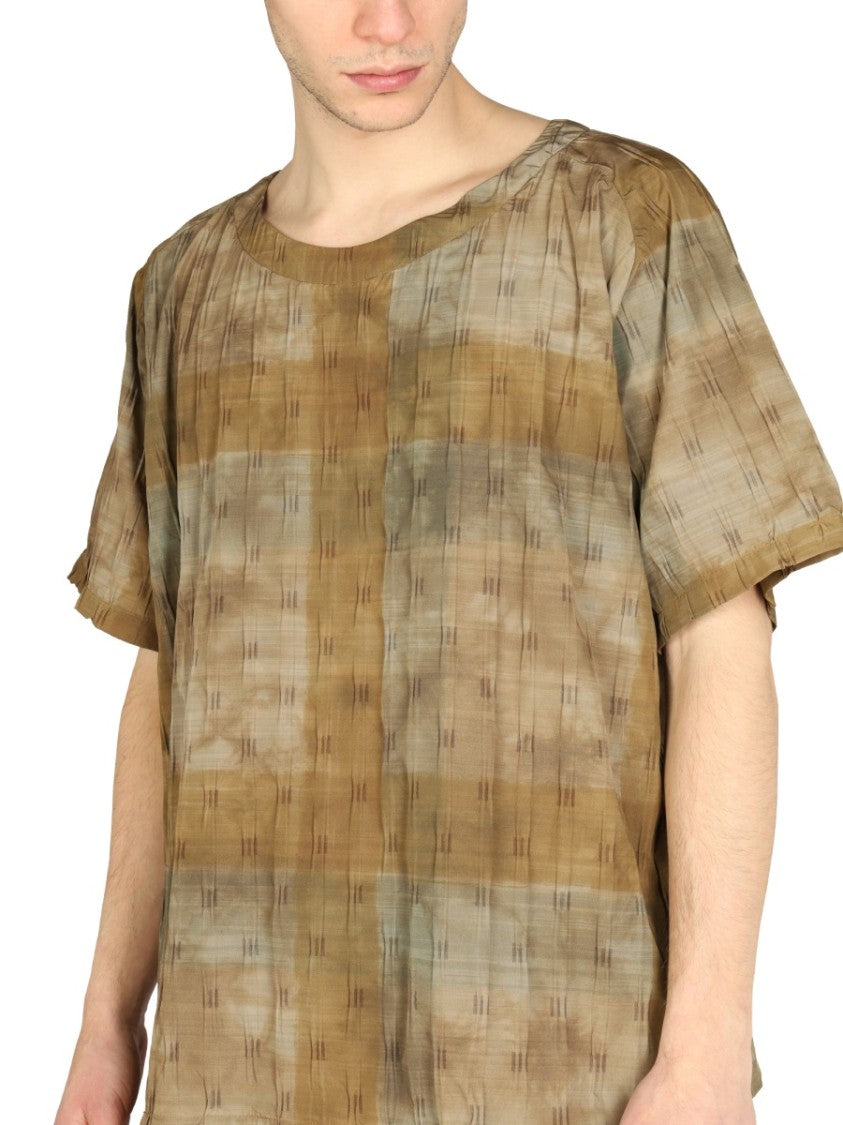Needles Textured Brown Boxy Fit T-Shirt