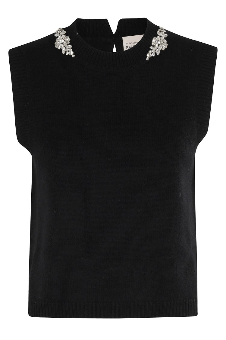 Semi Couture Alienor Vest With Rhinestone Neckline Detail