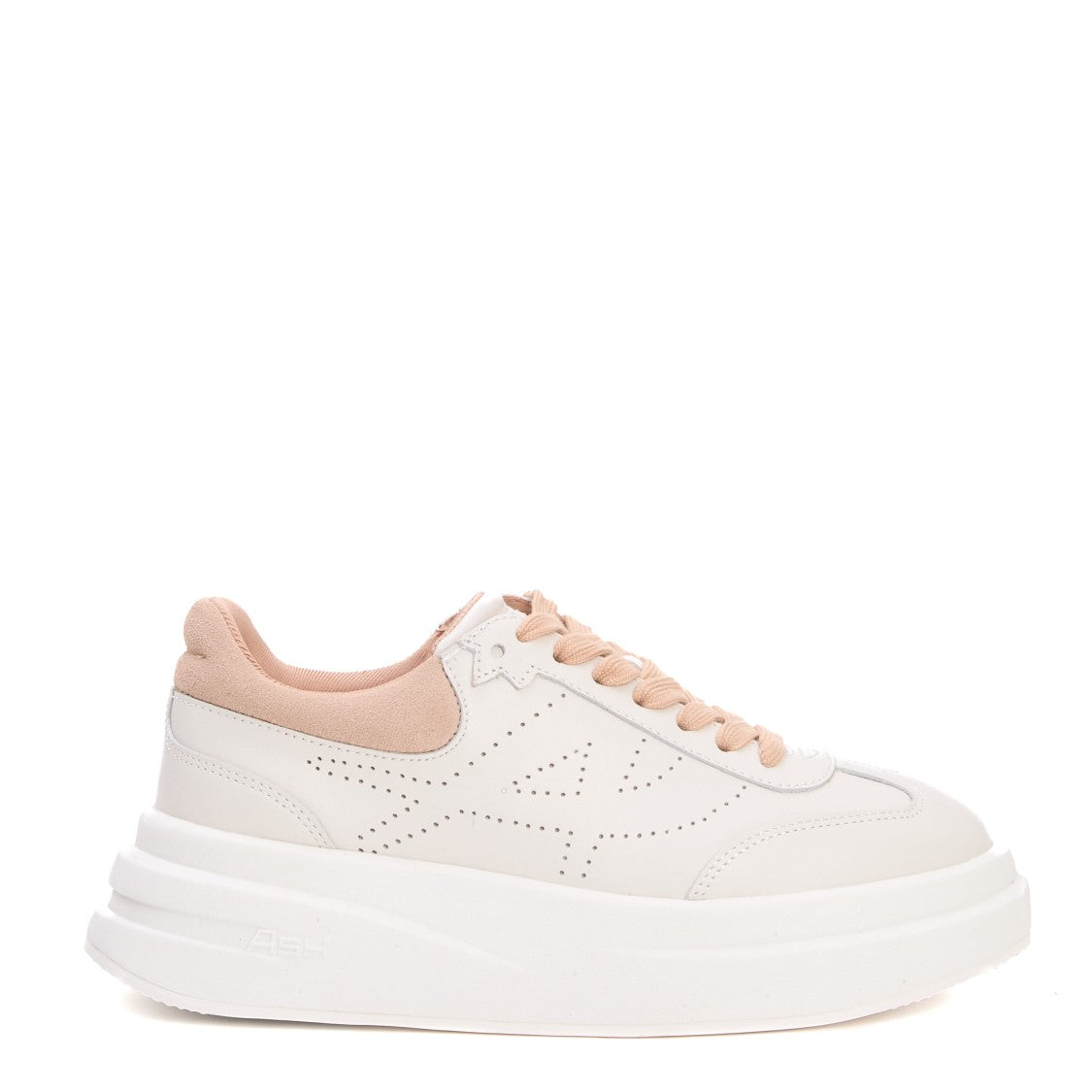 Ash White Leather Sneakers With Beige Accents