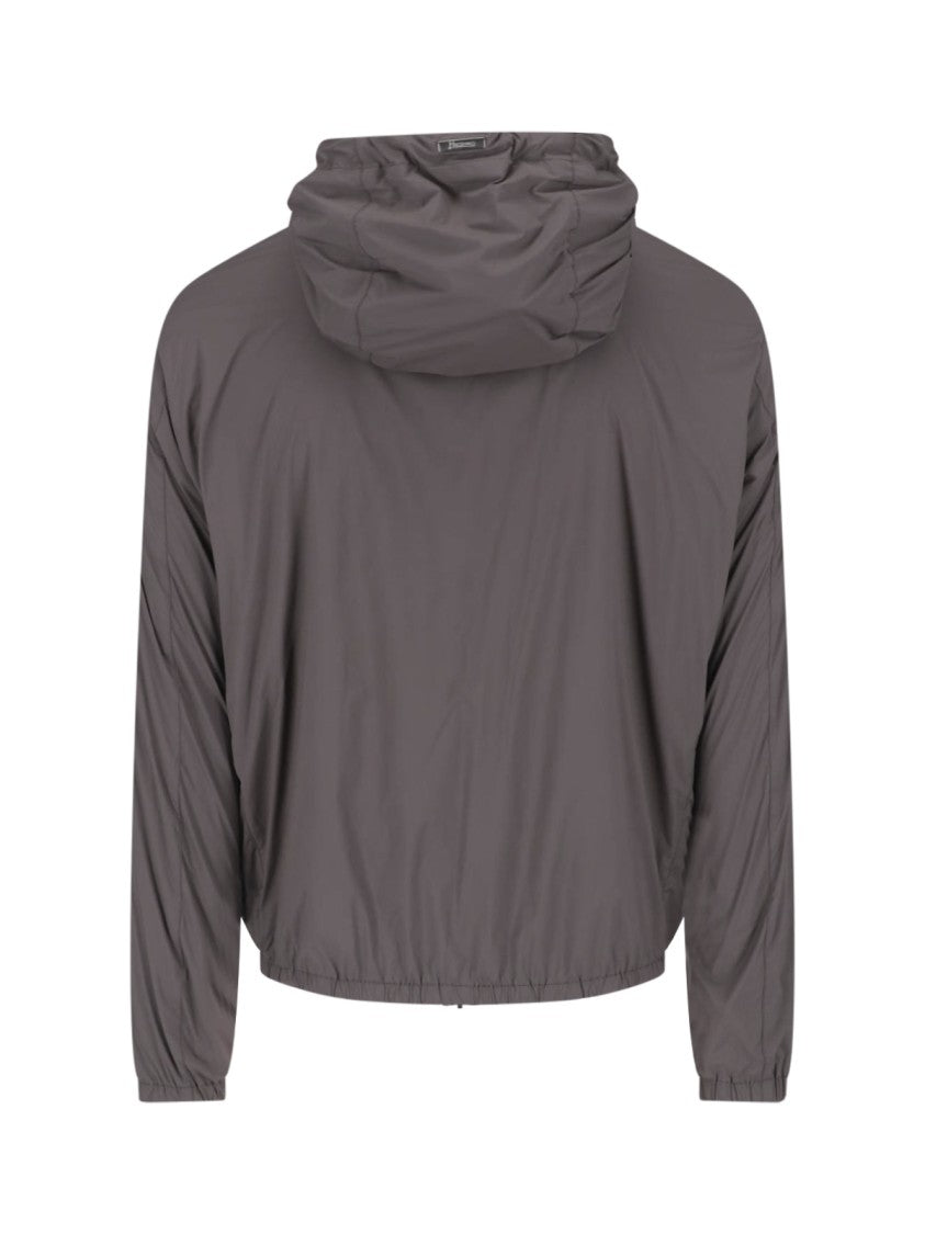 Herno Technical Fabric Hooded Jacket With Adjustable Drawstrings