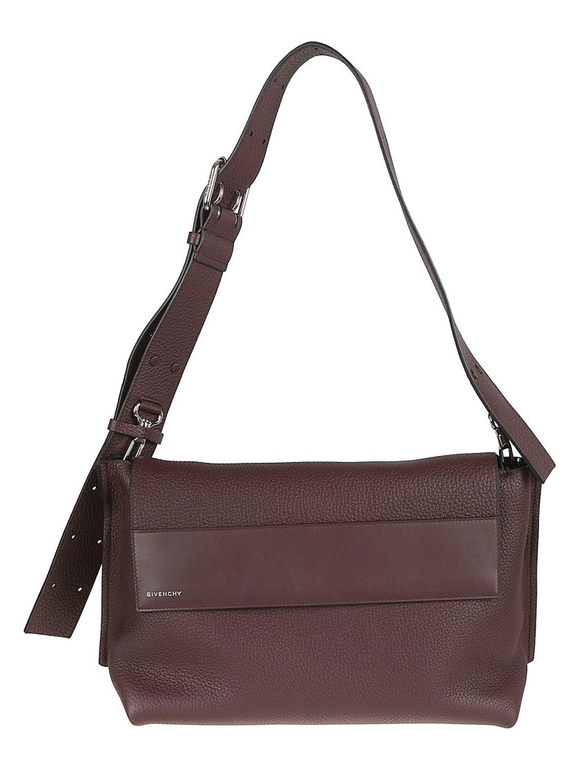 Givenchy Fold-Over Flap Leather Bag With Adjustable Strap