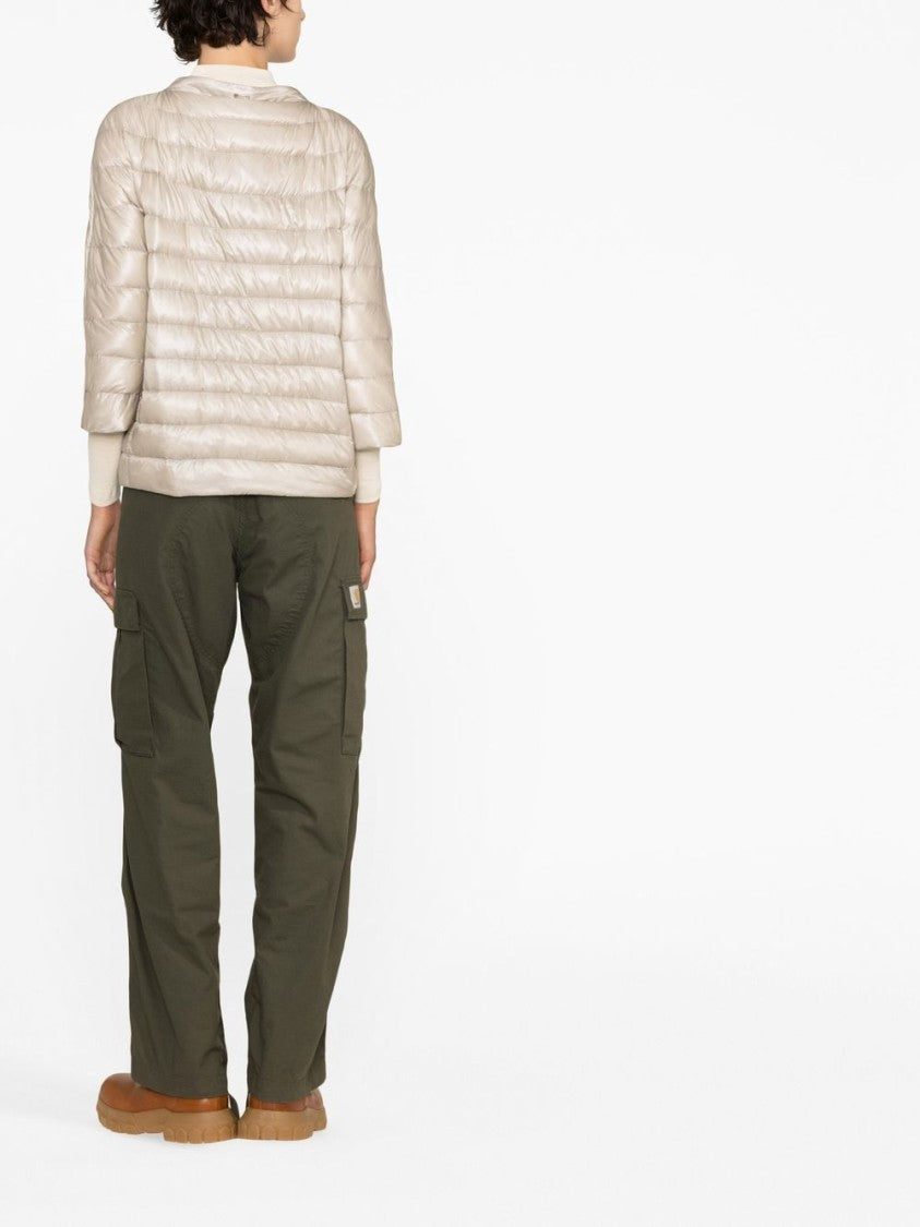 Herno Quilted Beige Herno Coat With High Collar