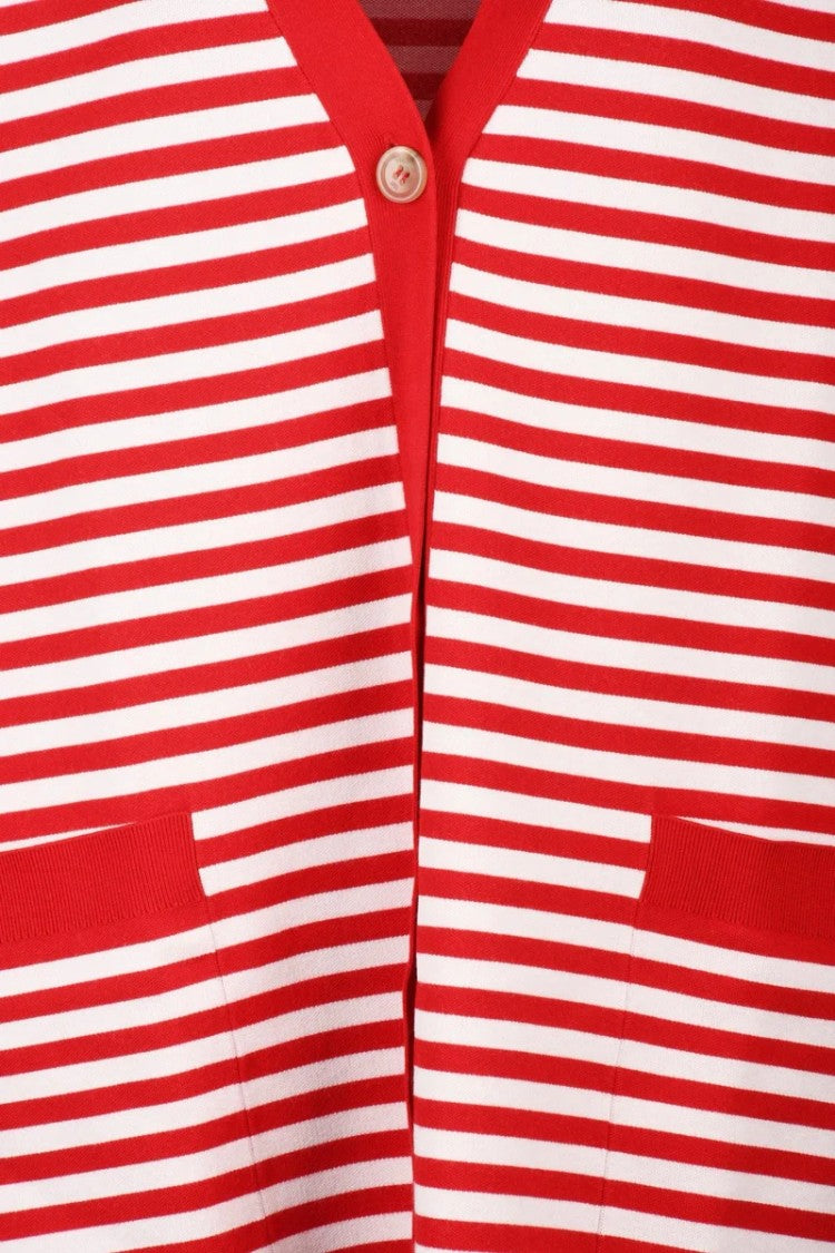 Max Mara Long Cardigan In Viscose - White/Red