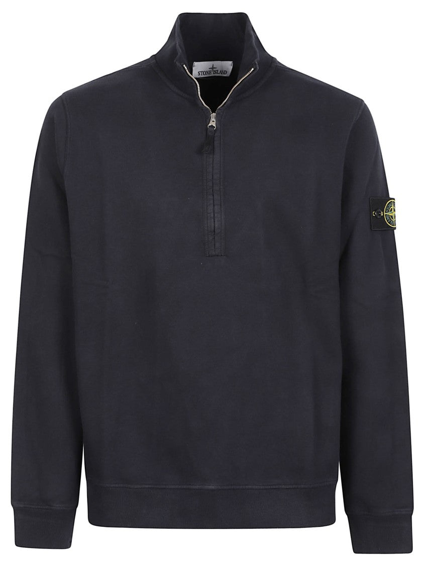 Stone Island Half-Zip High Collar Cotton Sweatshirt