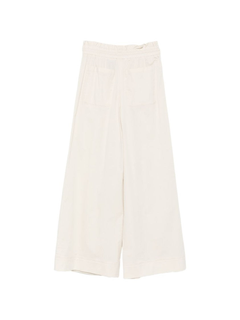 Pt Torino Off-White Wide-Leg Pants With Elasticated Drawstring And Functional Pockets