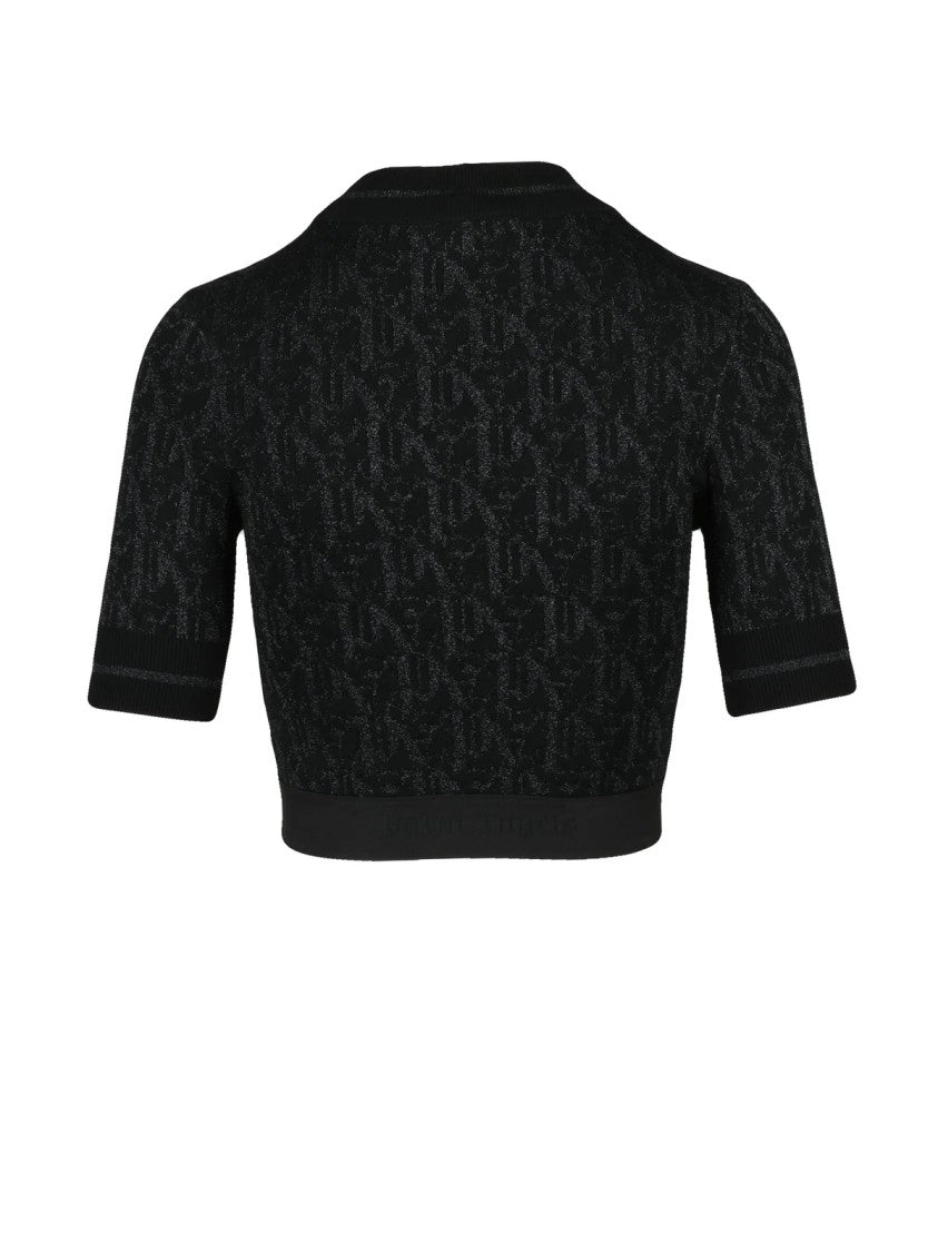 Palm Angels Cropped Lamé Top With Shimmering Effect And Fluid Fit