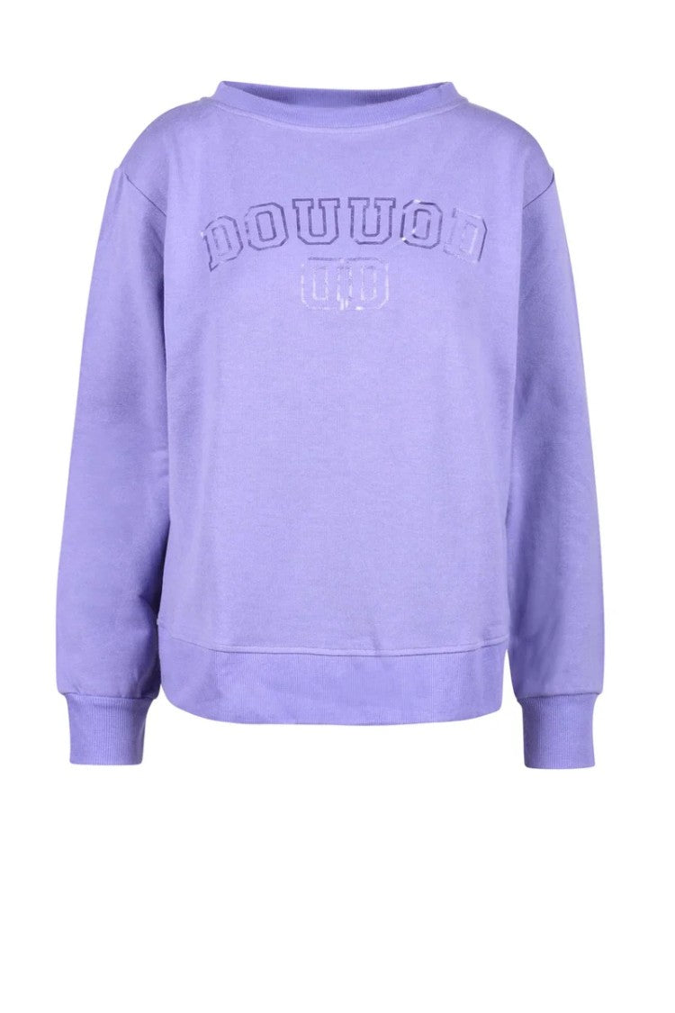 Douuod Purple Embossed Cotton Sweatshirt