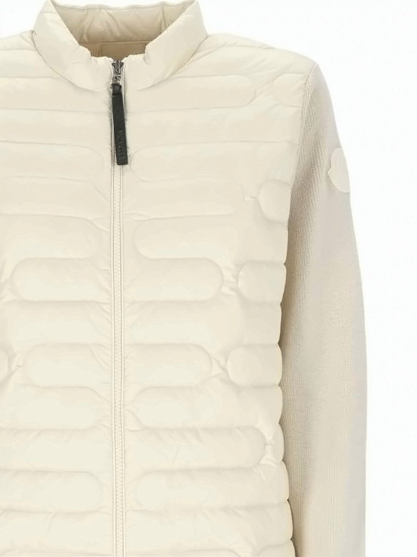 Moncler Padded Cardigan With Quilted Front And Textured Sleeves