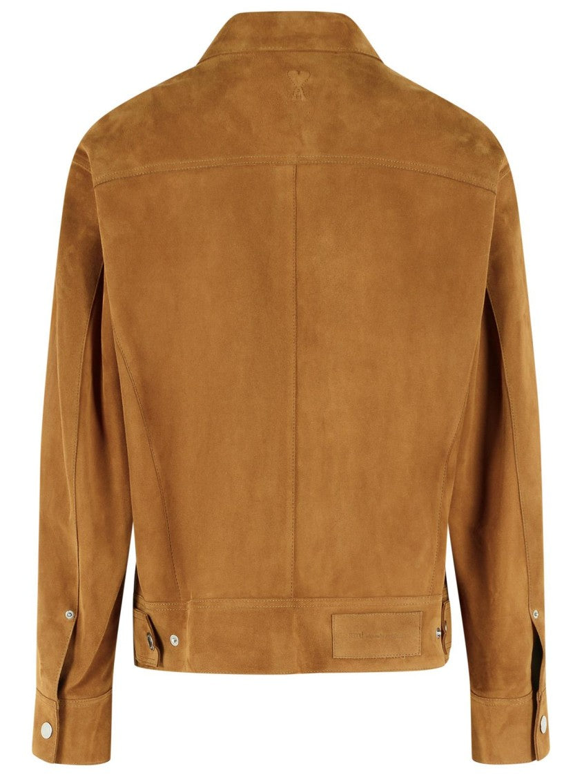 Ami Paris 'Trucker' Brown Suede Jacket