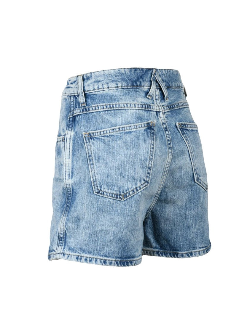 Cycle Blue Cotton Lyocell Elastane High-Waisted Shorts