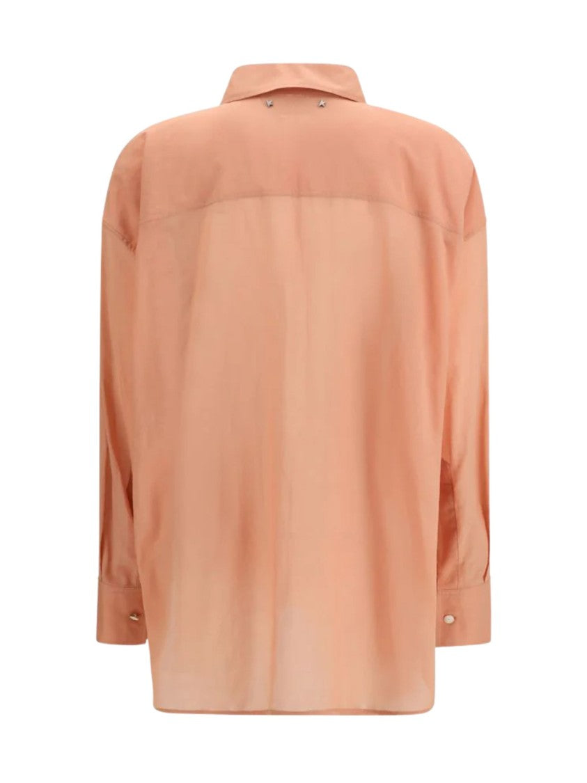 Golden Goose Semi-Sheer Pleated Cotton Shirt